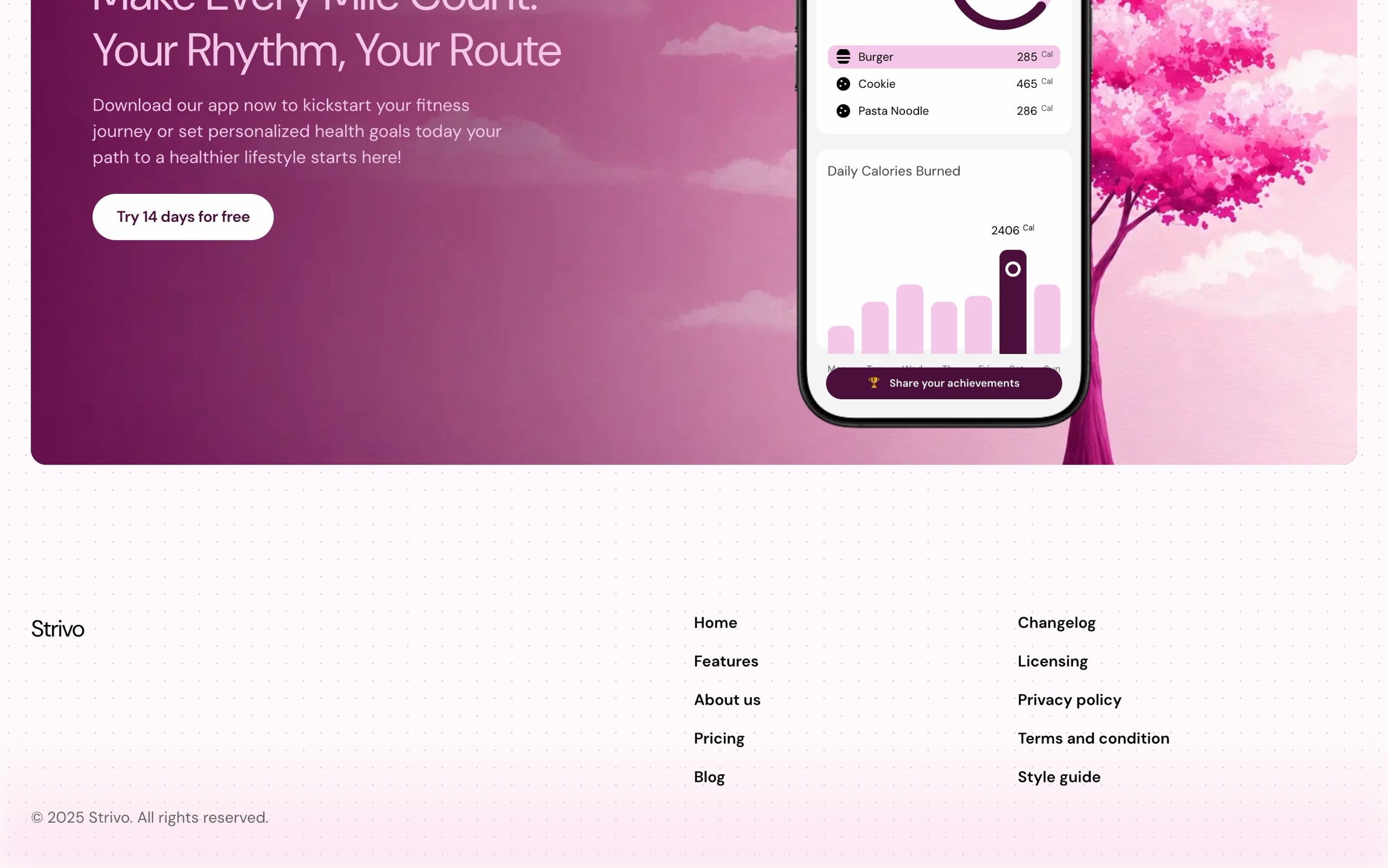 Closing app-download section in deep plum above the footer.